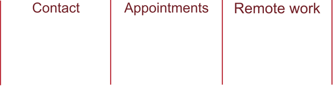 Contact Get in touch by email or telephone even if you just require information about what I offer. Appointments I can do business over the telephone but appointmants can be arranged if you wish. Remote work I would normally work from my home base but I can arramge to work on site.